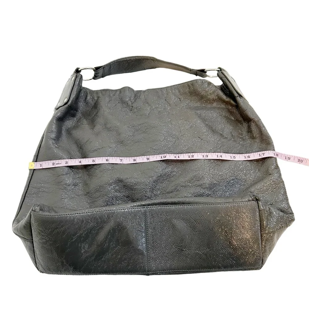 HOBO International Charcoal Gray Shiny Hobo Handbag